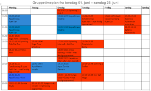 Gruppetimer fra 01. - 25. juni